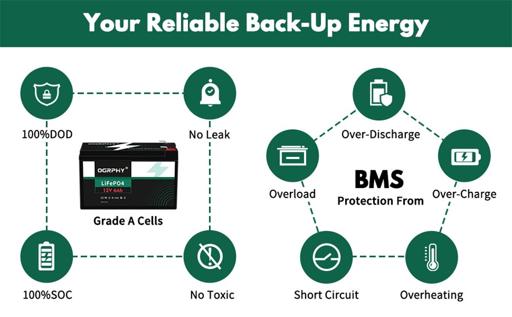 LiFePO4 Lithium Battery with BMS High Safety