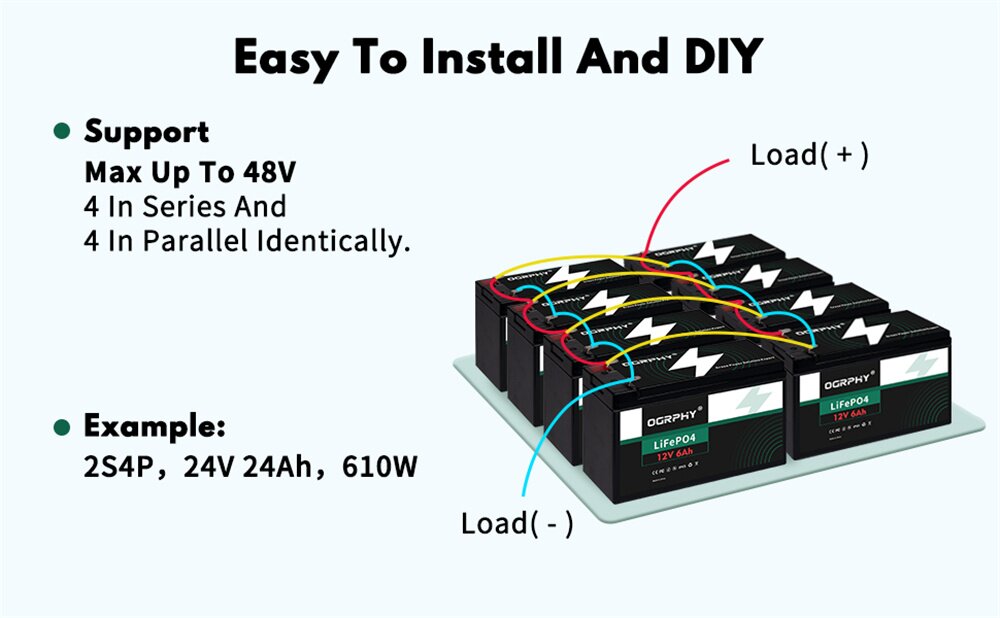 built in BMS 12V 6Ah LiFePO4 Batteries