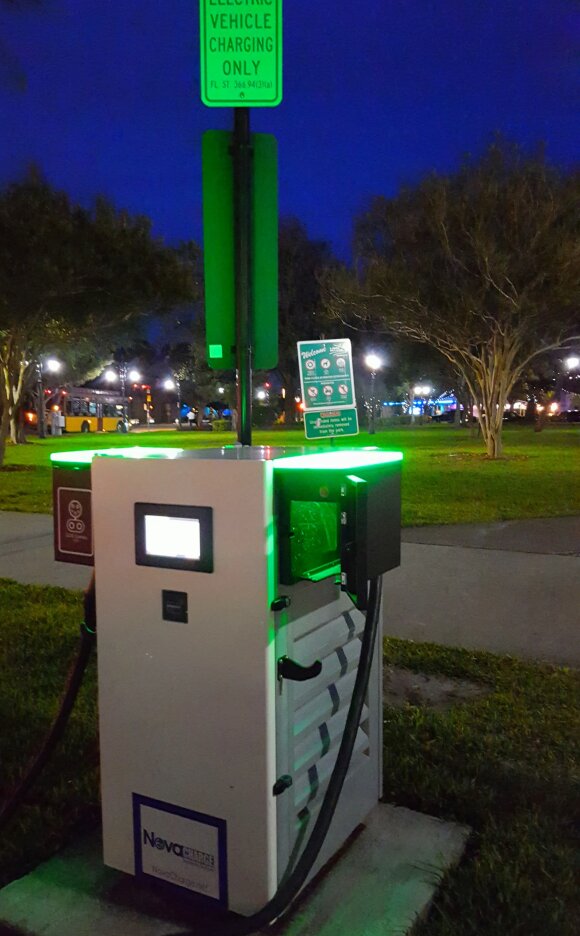 A DC Car Battery Charger at a charging station